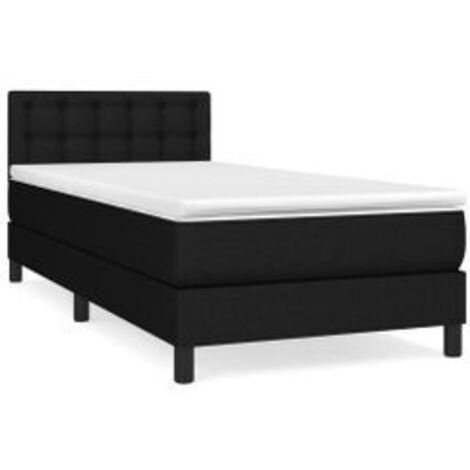 Sommier à lattes de lit avec matelas Noir 90x190 Tissu (1/5)