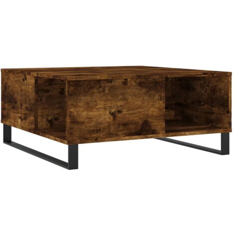 Table basse chêne fumé 80x80x36,5 bois d'ingénierie (1/5)