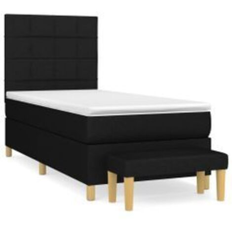 Sommier à lattes de lit et matelas Noir 80x200 Tissu (1/5)