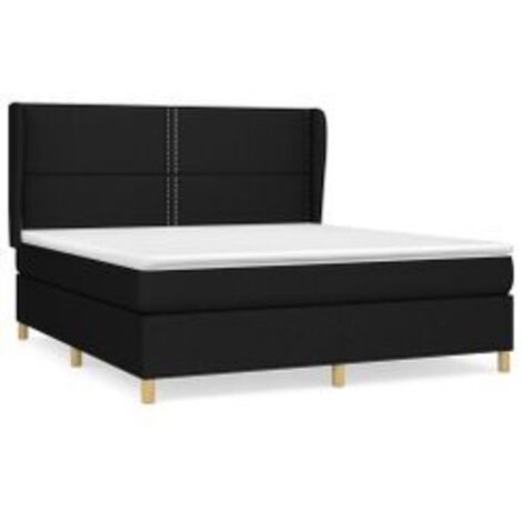 Sommier à lattes de lit avec matelas Noir 180x200 Tissu (1/5)