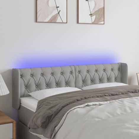 Tête de lit à LED Gris clair 147x16x78-88 Tissu (1/5)