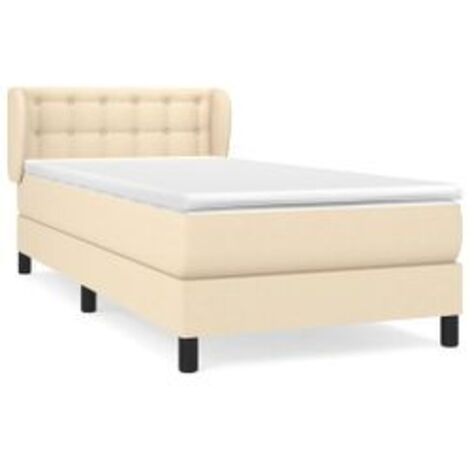 Sommier à lattes de lit avec matelas Crème 90x200 Tissu (1/5)