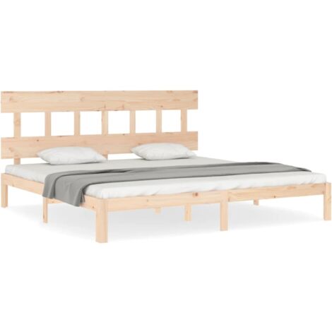 Cadre de lit avec tête de lit 200x200 bois massif (1/5)