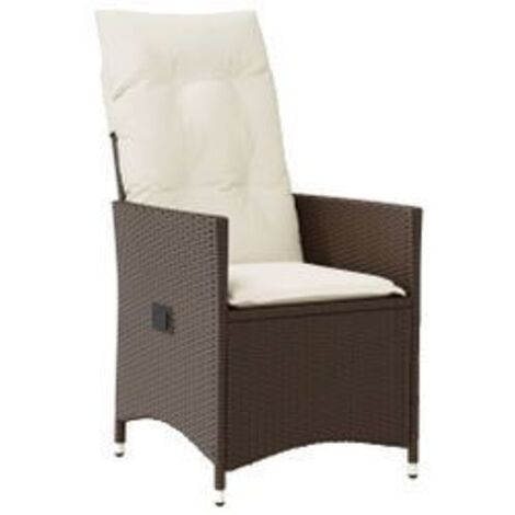 Chaise inclinable de jardin avec coussins marron résine tressée (1/5)