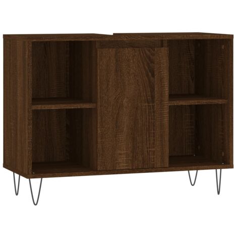 Armoire salle de bain chêne marron 80x33x60 bois d'ingénierie (1/5)