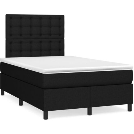 Sommier à lattes de lit matelas et LED noir 120x190 tissu (1/5)