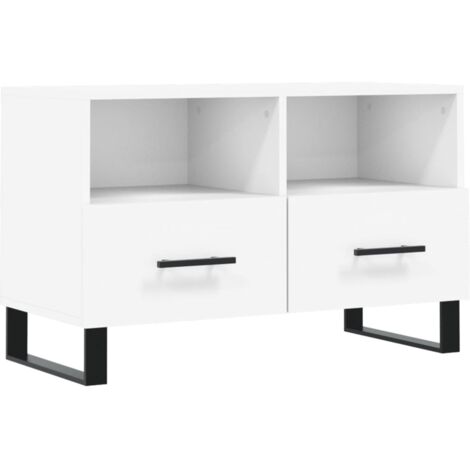 Meuble TV Blanc 80x36x50 Bois d'ingénierie (1/5)