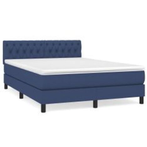 Sommier à lattes de lit avec matelas Bleu 140x200 Tissu (1/5)