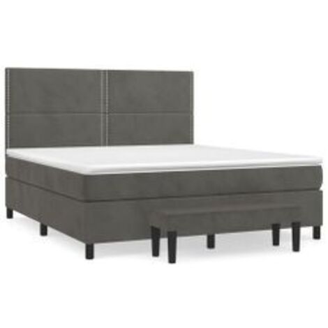 Sommier à lattes de lit et matelas Gris foncé 180x200 Velours (1/4)