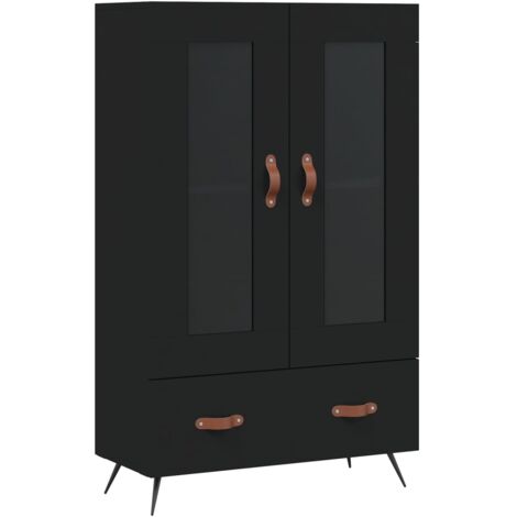 Buffet haut noir 69,5x31x115 bois d'ingénierie (1/5)