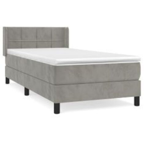 Sommier à lattes de lit et matelas Gris clair 90x200 Velours (1/5)