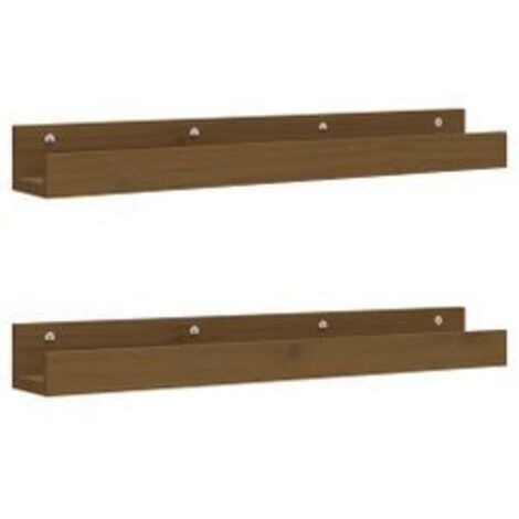 Étagères murales 2 pcs Marron miel 80x12x9 Bois de pin massif (1/5)