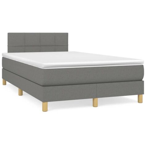 Sommier à lattes de lit matelas LED gris foncé 120x190 tissu (1/5)