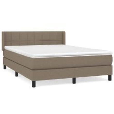 Sommier à lattes de lit avec matelas Taupe 140x200 Tissu (1/5)