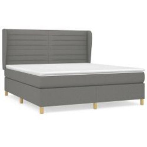 Sommier à lattes de lit avec matelas Gris foncé 160x200 Tissu (1/5)