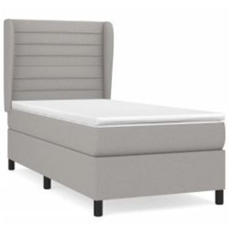 Sommier à lattes de lit avec matelas Gris clair 90x200 Tissu (1/5)