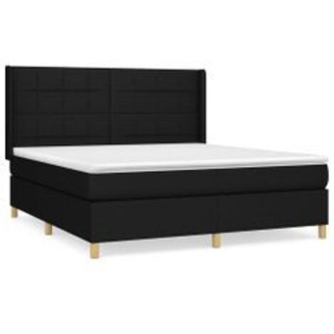 Sommier à lattes de lit avec matelas Noir 180x200 Tissu (1/5)
