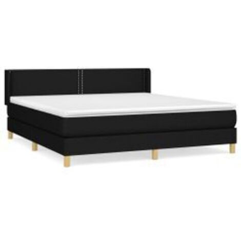 Sommier à lattes de lit avec matelas Noir 180x200 Tissu (1/5)
