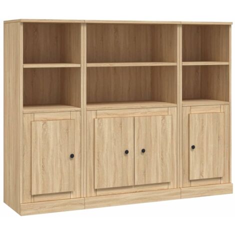 Buffets 3 pcs chêne sonoma bois d'ingénierie (1/5)