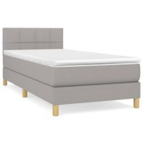 Sommier à lattes de lit avec matelas Gris clair 100x200 Tissu (1/5)