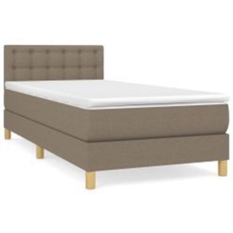 Sommier à lattes de lit avec matelas Taupe 100x200 Tissu (1/5)