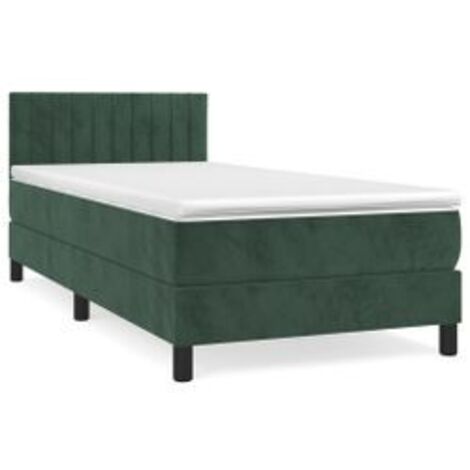Sommier à lattes de lit avec matelas Vert foncé 90x200 (1/5)