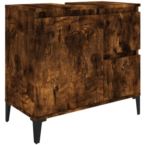 Armoire de bain chêne fumé 65x33x60 bois d'ingénierie (1/5)