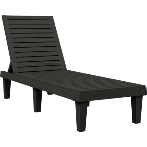Chaise longue noir 155x58x83 polypropylène (1/5)