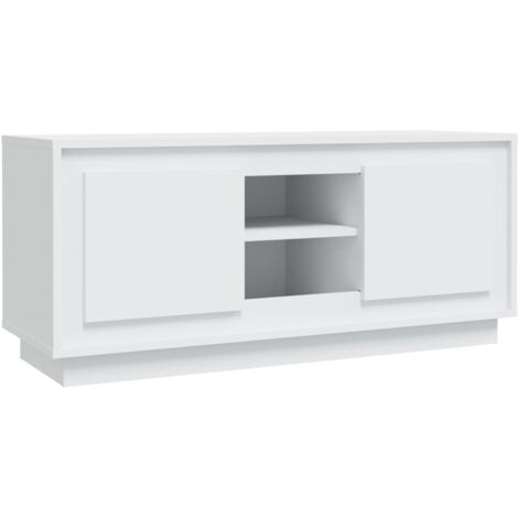 Meuble TV blanc 102x35x45 bois d'ingénierie (1/5)