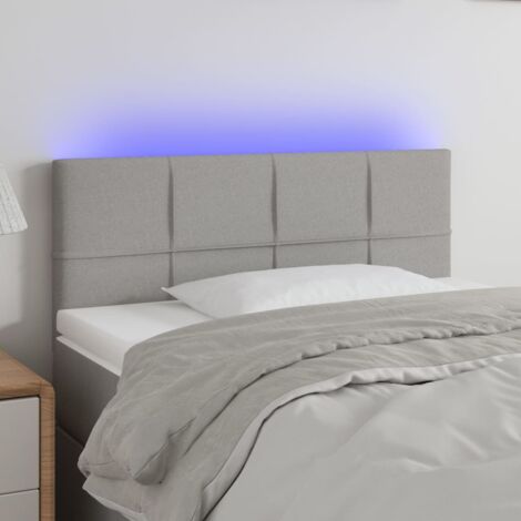 Tête de lit à LED Gris clair 100x5x78-88 Tissu (1/5)