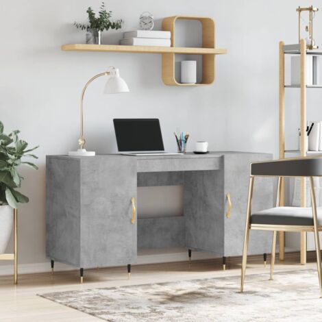 Bureau gris béton 140x50x75 bois d'ingénierie
