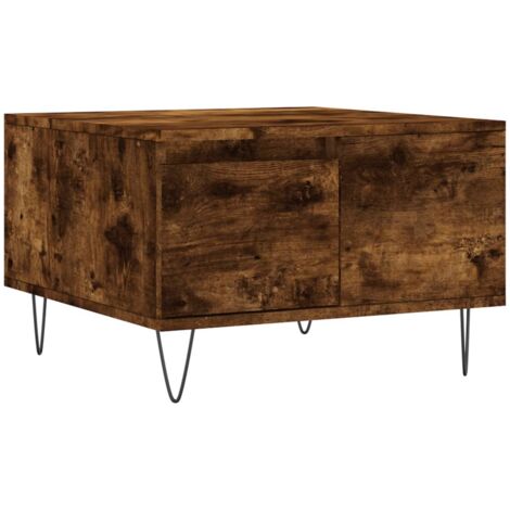 Table basse chêne fumé 55x55x36,5 bois d'ingénierie (1/5)