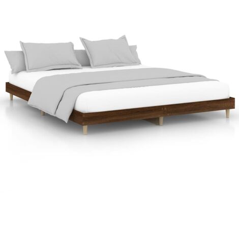 Cadre de lit chêne marron 200x200 bois d'ingénierie (1/5)