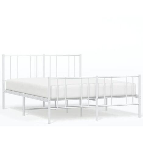 Cadre de lit métal avec tête de lit-pied de lit blanc 120x190 (1/5)