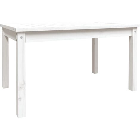 Table de jardin blanc 82,5x50,5x45 bois massif de pin (1/5)