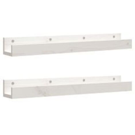 Étagères murales 2 pcs Blanc 80x12x9 Bois de pin massif (1/5)