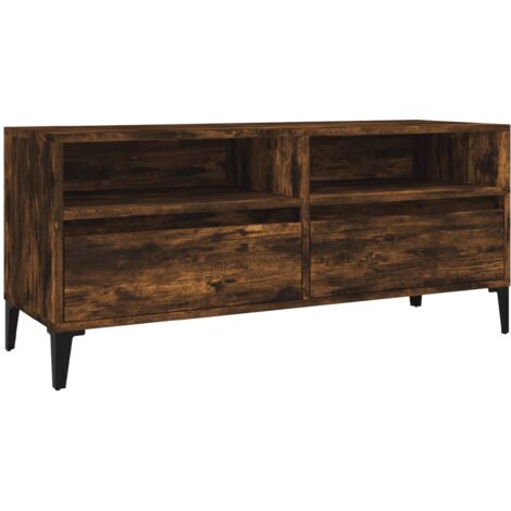 Meuble TV chêne fumé 100x34,5x44,5 bois d'ingénierie (1/5)