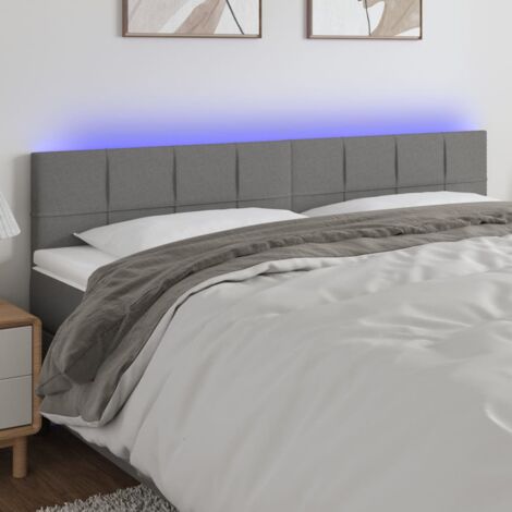 Tête de lit à LED Gris foncé 200x5x78-88 Tissu (1/5)