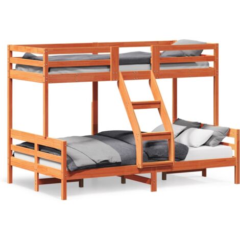 Lit superposé 90x200-120x200 cire marron bois de pin massif (1/5)