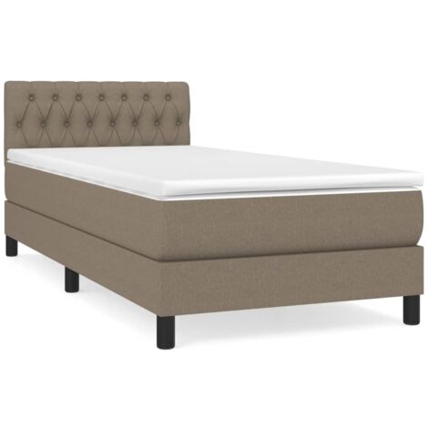 Sommier à lattes de lit avec matelas Taupe 90x190 Tissu (1/5)