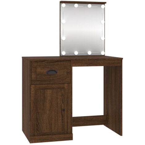Coiffeuse avec LED chêne marron 90x50x132,5 bois d'ingénierie (1/5)