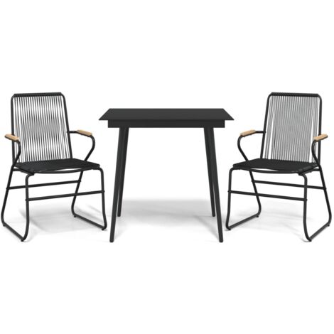 Ensemble à manger de jardin 3 pcs noir rotin PVC (1/5)