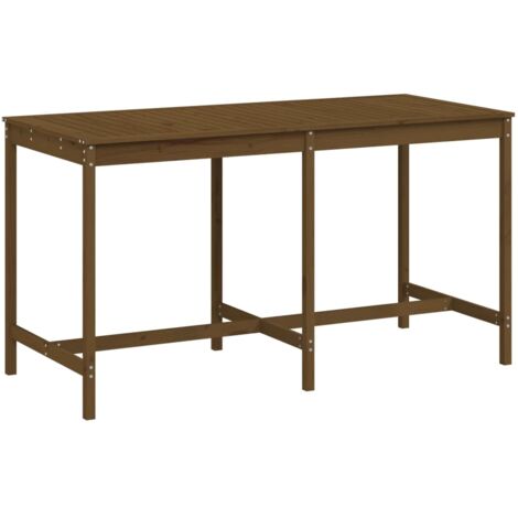Table de jardin marron miel 203,5x90x110 bois massif de pin (1/5)