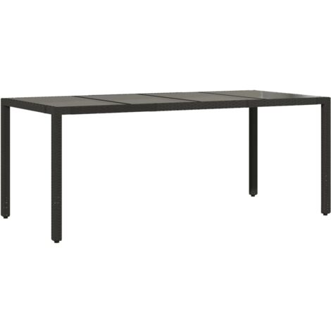 Table de jardin dessus en verre Noir 190x90x75 Résine tressée (1/5)