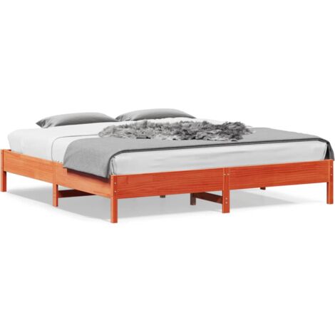 Cadre de lit cire marron 180x200 bois de pin massif (1/5)