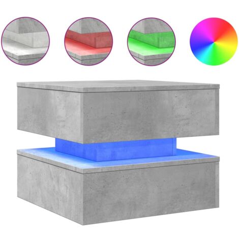 Table basse avec lumières LED gris béton 50x50x40 (1/5)