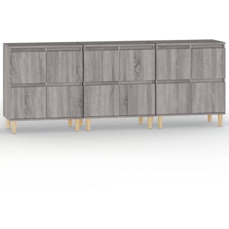 Buffets 3 pcs sonoma gris 60x35x70 bois d'ingénierie (1/5)