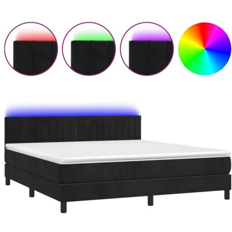 Sommier à lattes de lit avec matelas et LED Noir 160x200 (1/5)