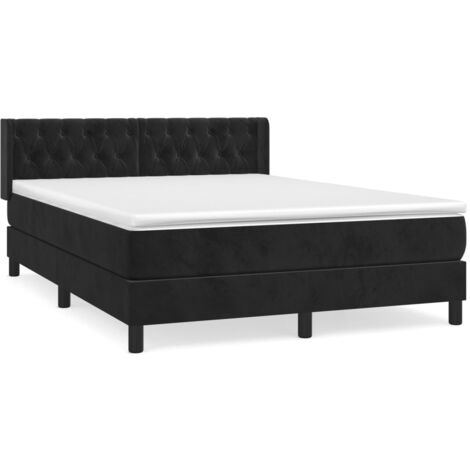 Sommier à lattes de lit avec matelas Noir 140x190 Velours (1/5)