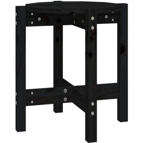Table basse Noir Ø 42,5x45 Bois massif de pin (1/5)